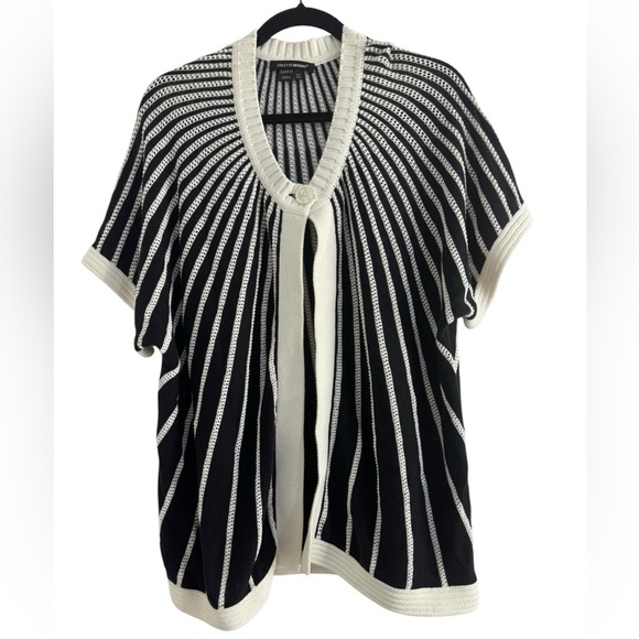 Colette Mordo Black and White Striped Knit Cardigan Size XL - Picture 1 of 3